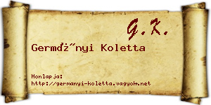 Germányi Koletta névjegykártya